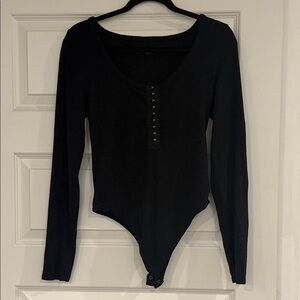 Aerie Black Long Sleeve Bodysuit
